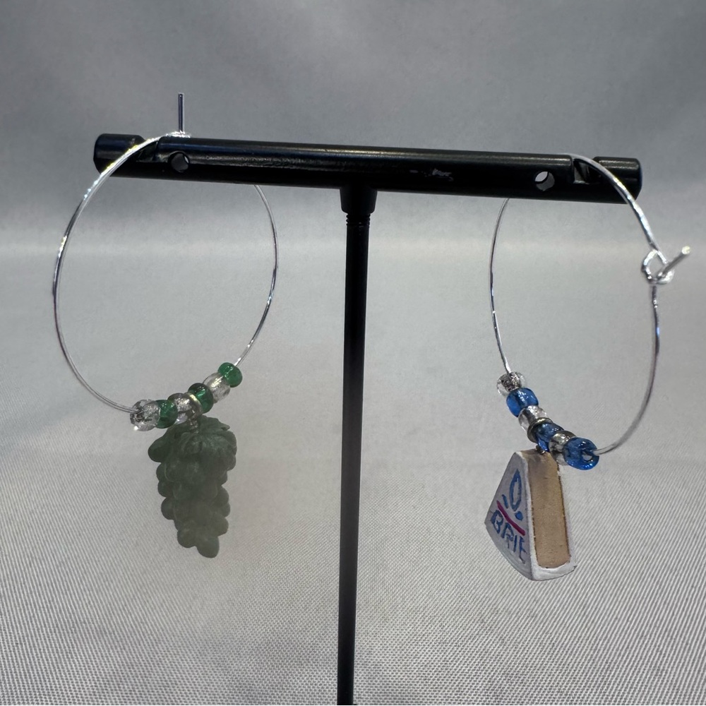 Hand Crafted Silver food and beverage Hoop Earrings